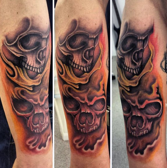 Flame Tattoo Ideas For Males With Skulls