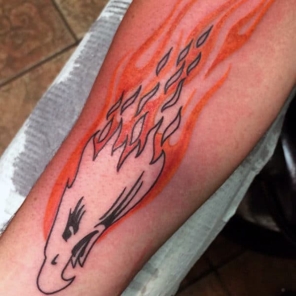 Flaming Eagle Harley Davidson Guys Forearm Tattoo