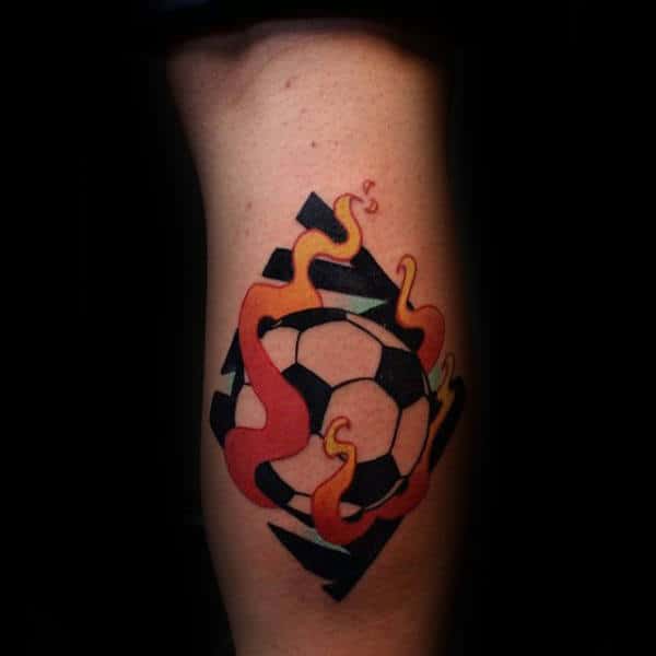 Flaming Soccer Abstract Guys Creative Tattoos