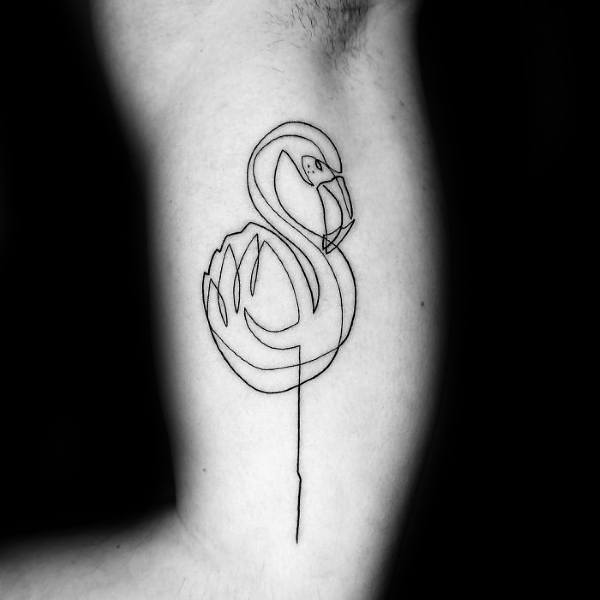 Minimalist flamingo tattoo with a clean, single-line design, creating an elegant and modern look with subtle artistic simplicity.