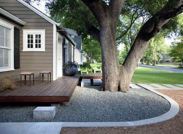 Floating Deck Cool Backyard Ideas With Gravel Landscape