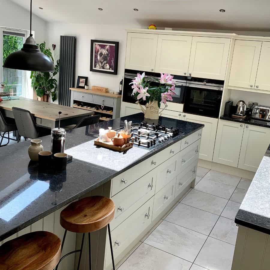 white and gray kitchen floor tiles