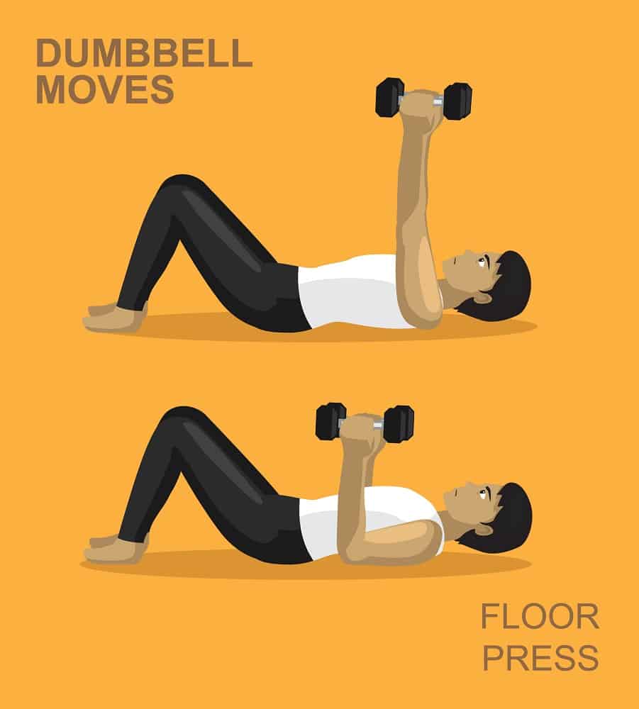 dumbbell floor press moves gym illustration