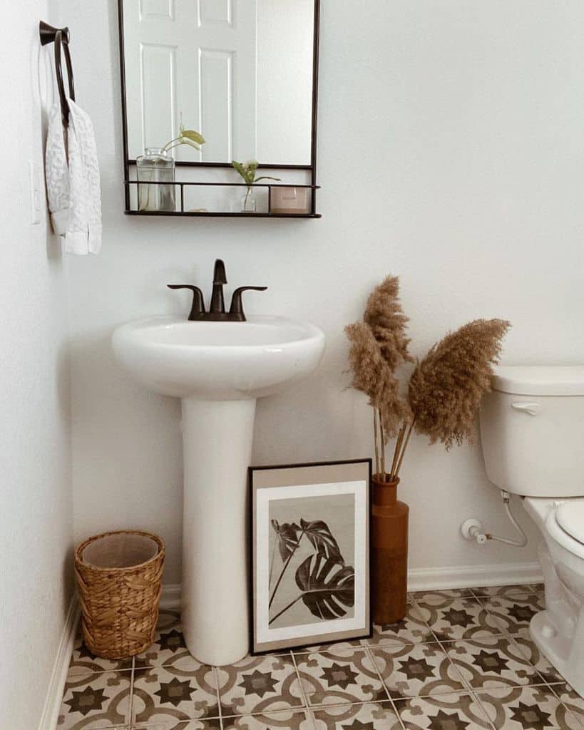 pattern tile flooring powder room