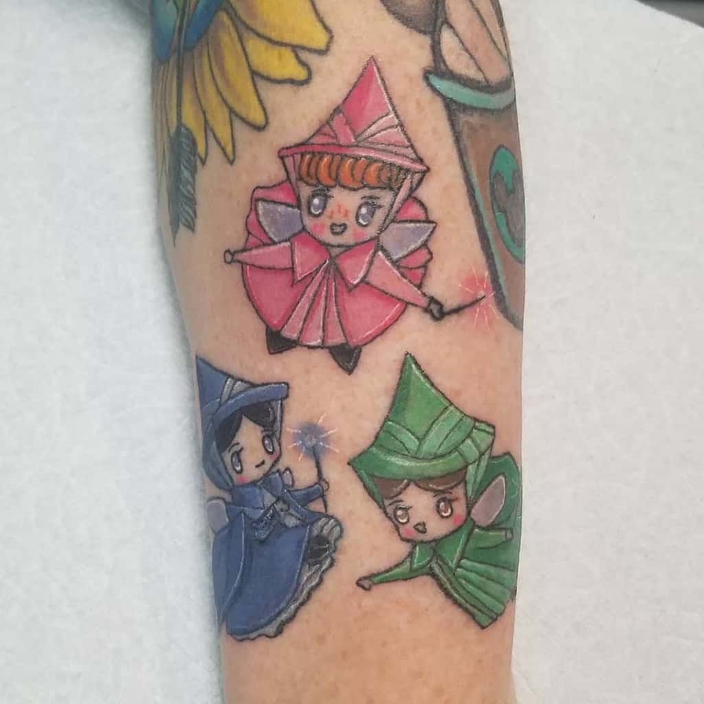 Flora Fauna Sleeping Beauty Fairy Tattoo