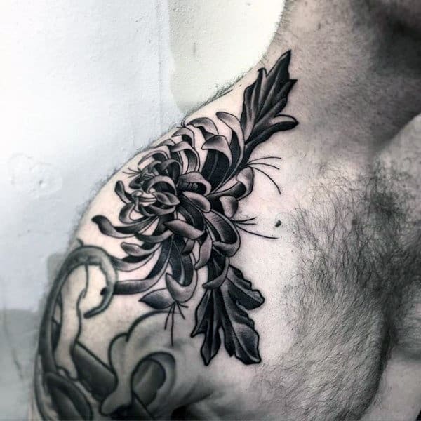Floral Neo Traditional Insane Guys Shoulder Tattoo Designs