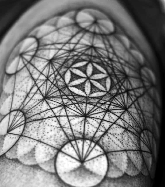 Flower Of Life With Fibonacci Spiral Mens Geometric Tattoos