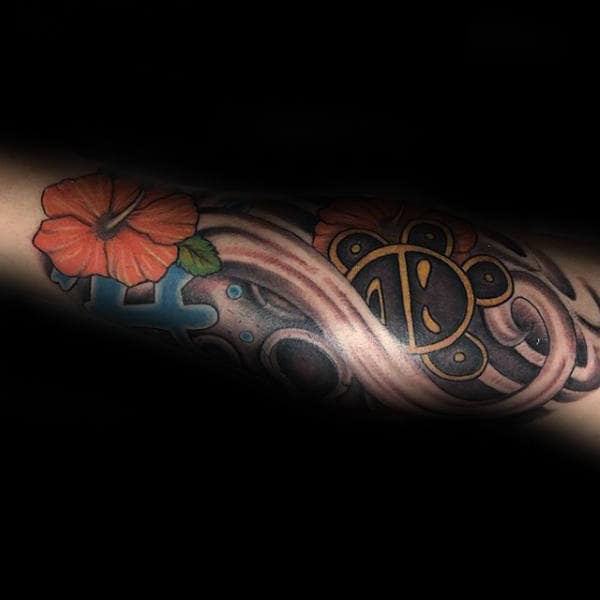 Flower Taino Sun Forearm Tattoo On Man