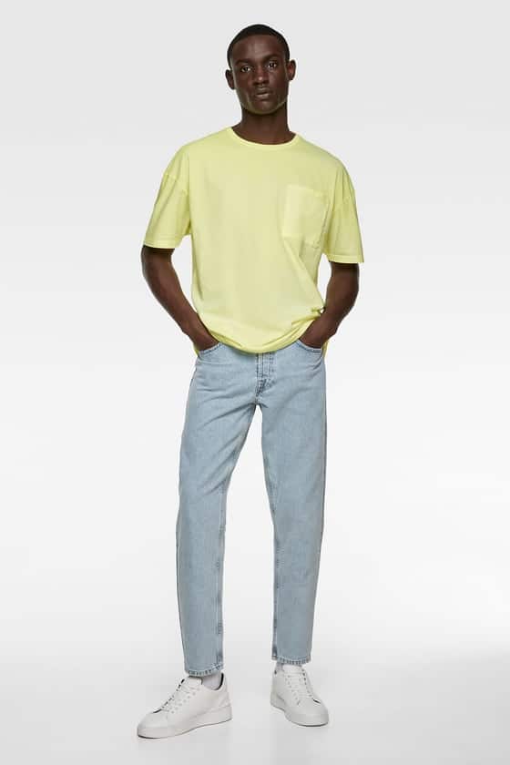 Roomy T-shirt with round Fluorescent T Shirtd neck and short sleeves