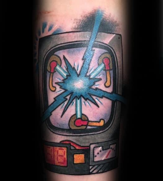 Flux Capacitor Back To The Future Mens Outer Forearm Tattoo