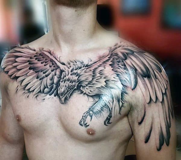 Flying Bird Guys Creative Tattoo Designs On Chest