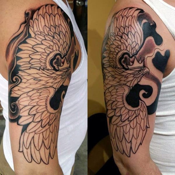 Flying Polish Eagle Half Sleeve Male Tattoos