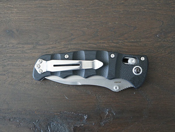Folded Benchmade Nakamura Axis Rear With Pocket Clip Attachement