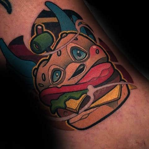Food Tattoo Cute Burger Male Forearms