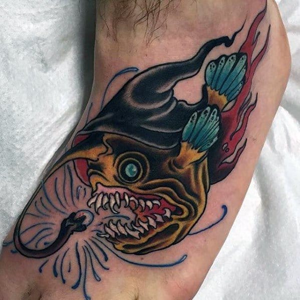 Foot Angler Fish Tattoo Designs For Guys