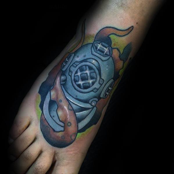Foot Guys Diving Helmet Tattoos