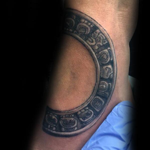 Foot Mayan Calender Mens Tattoo Designs