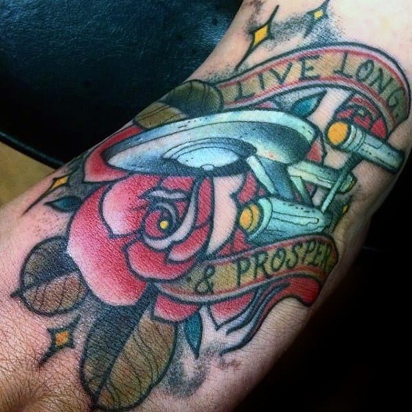 Foot Old School Masculine Star Trek Tattoos For Men