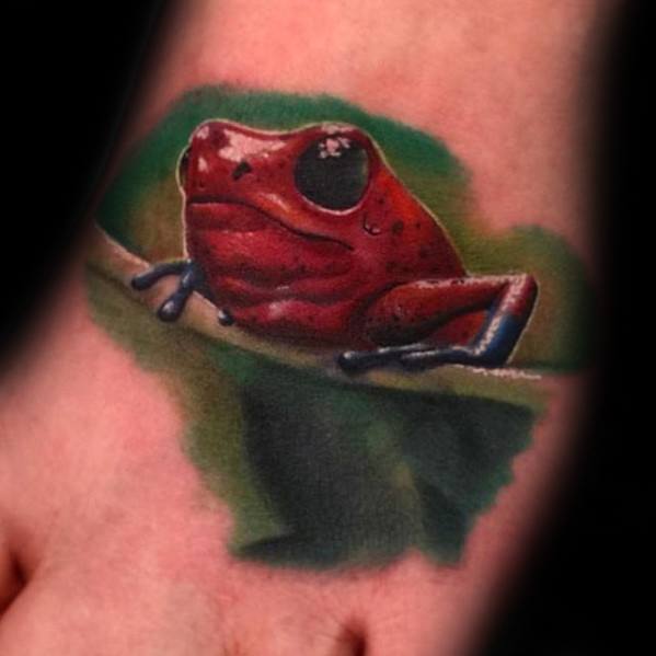 Foot Red Tree Frog Tattoo Designs For Guys