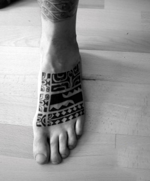 Foot Sleeve Guys Tribal Hawaiian Tattoo Ideas