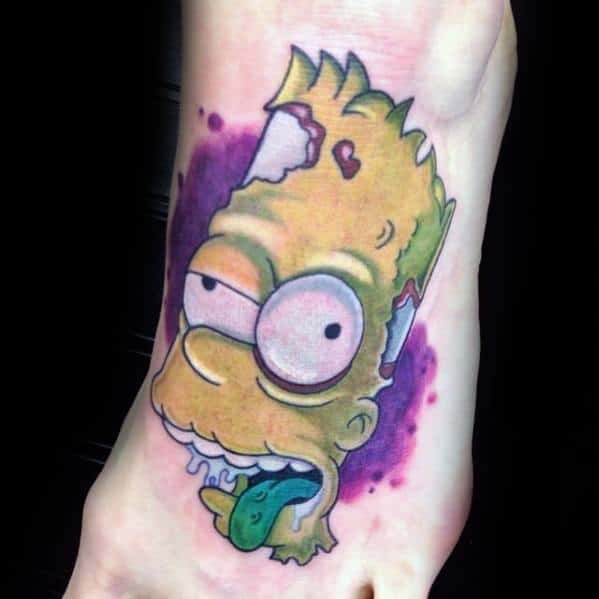 Foot Zombie Themed Mens Cool Bart Simpson Tattoo Ideas