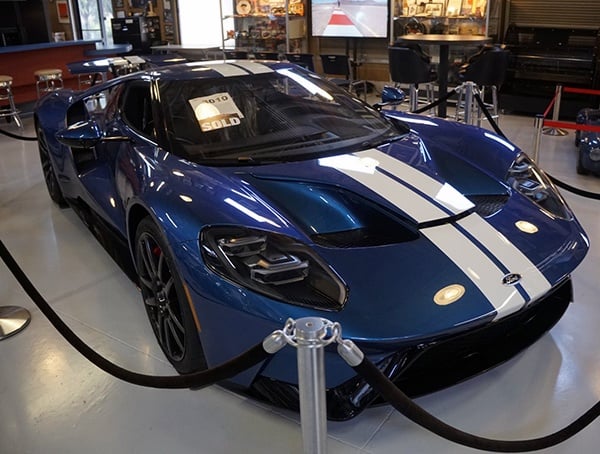 Ford Gt Supercar Blue Paint With White Double Stripe Front