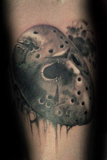 Forearm 3d Mens Jason Mask Tattoo