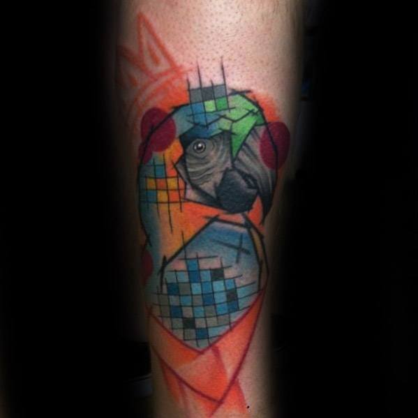Forearm Abstract Art Mens Parrot Tattoo