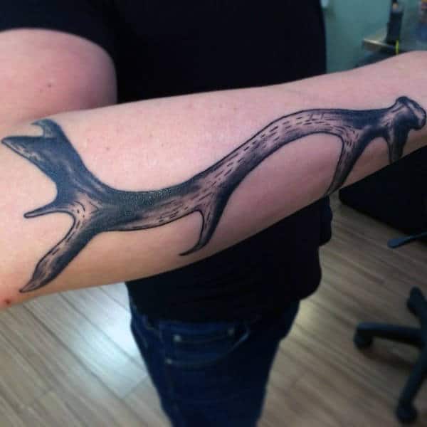 Forearm Antler Tattoos For Guys