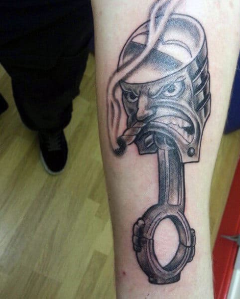 Forearm Automotive Design With Piston Men's Tattoo