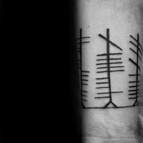Forearm Band Male Ogham Tattoo Designs