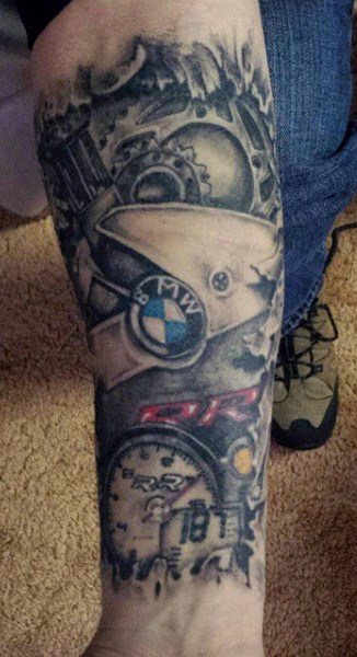 Forearm BMW Motorcycle Club Tattoos For Men