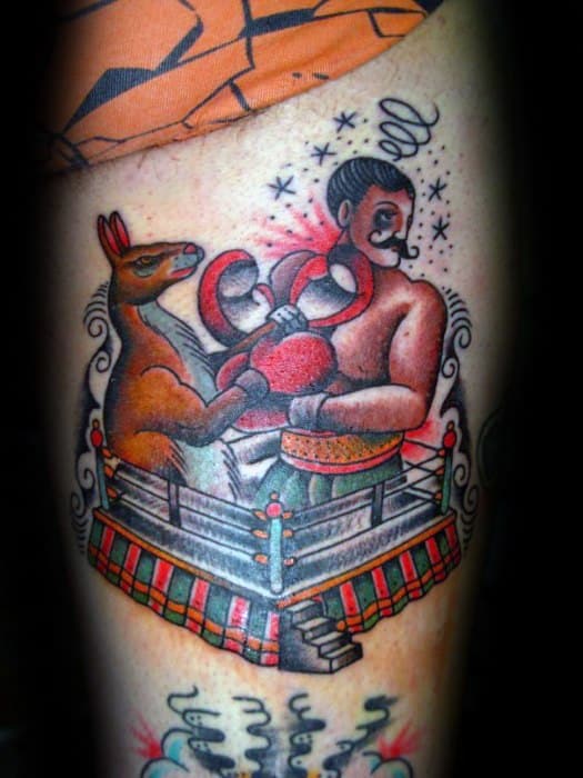 Forearm Boxing Ring Kangaroo Mens Tattoo Ideas