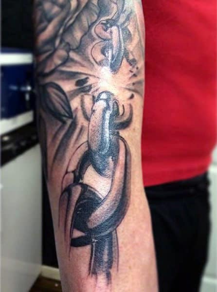 Forearm Broken Chain Tattoo For Men
