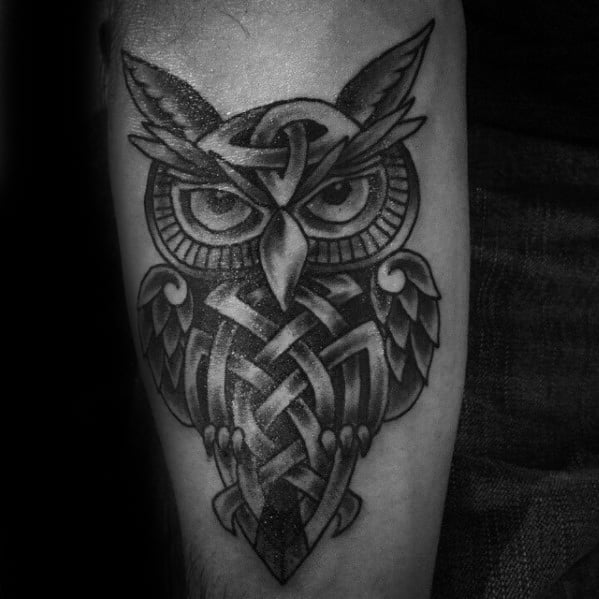 Forearm Celtic Owl Mens Tattoo Ideas