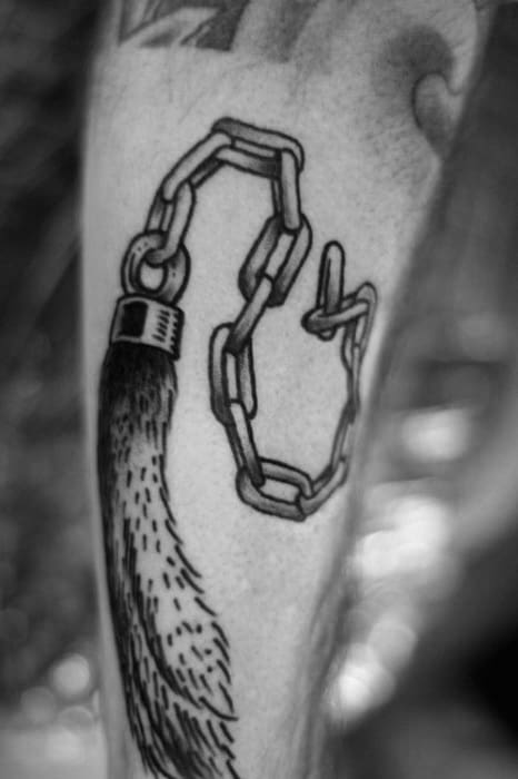 Forearm Chain With Rabbits Foot Guys Tattoos