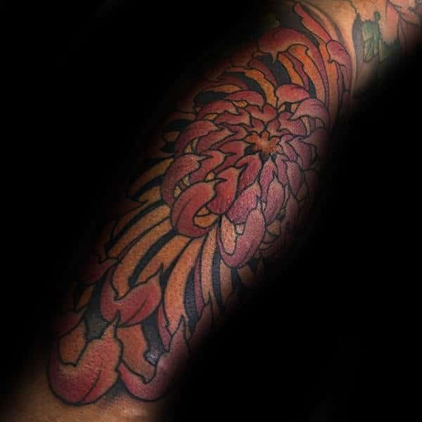 Forearm Chrysanthemum Cool Male Flower Tattoos