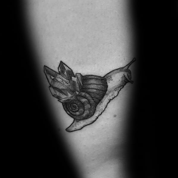 Forearm Crystals Snail Tattoos Male