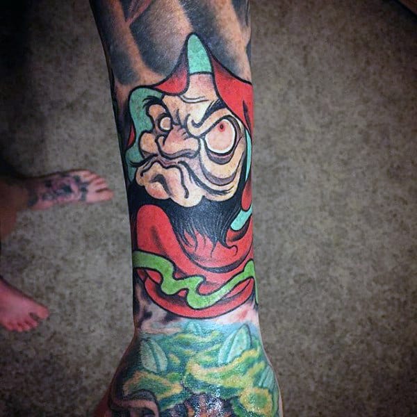 Forearm Daruma Doll Bodhidharma Sleeve Tattoo For Men
