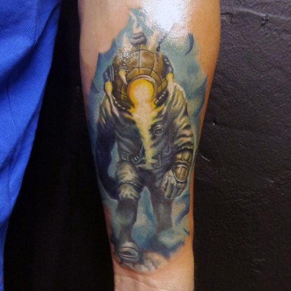 Forearm Diving Mask Water Tattoo Ideas For Men