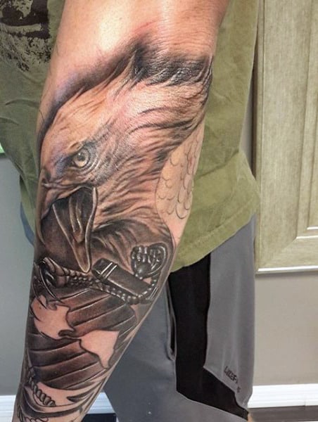 Forearm Eagle Men's Tattoo Design