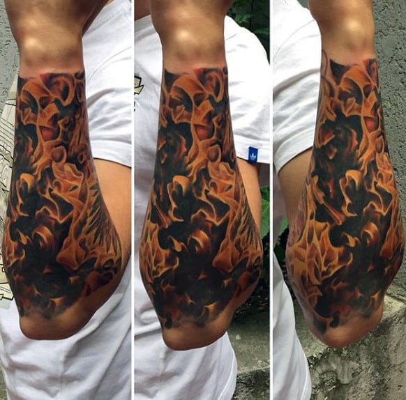 Forearm Fblue Flame Tattoos For Men