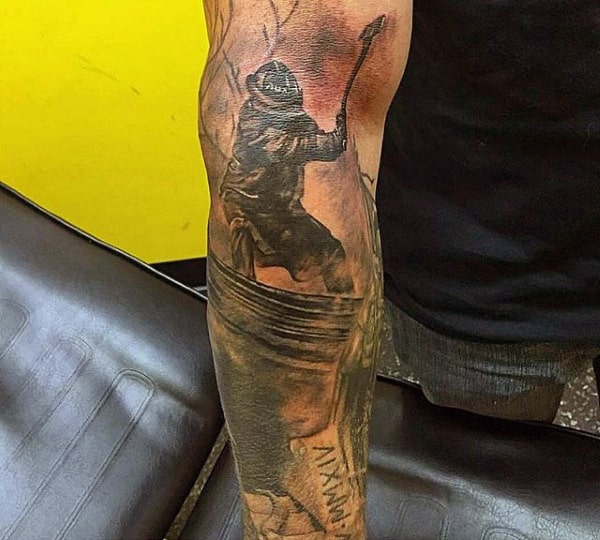 Forearm Firefighter Memorial Tattoo For Guys