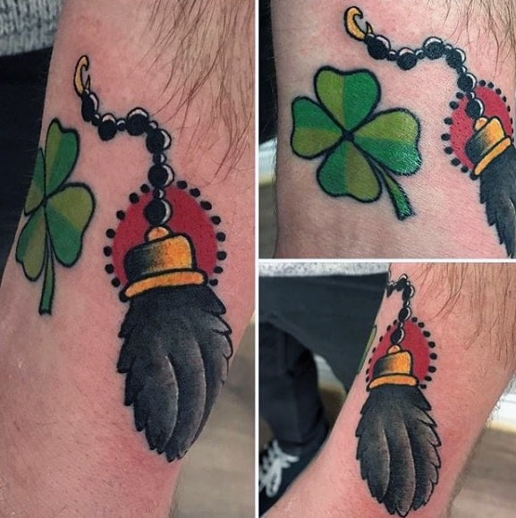 Forearm Four Leaf Clover With Rabbit Foot Mens Tattoo Ideas