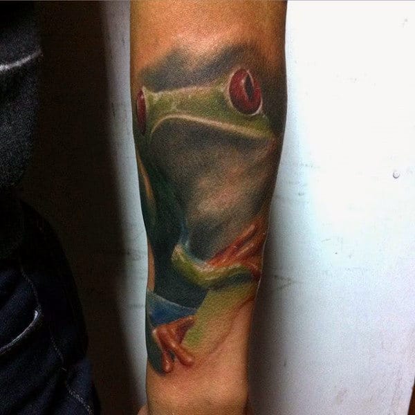 Forearm Frog Tattoo On Gentleman