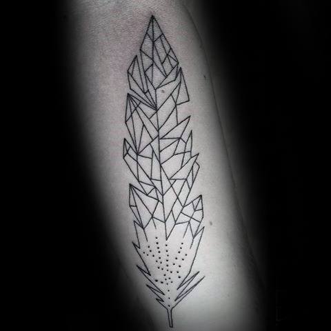 Forearm Geometric Feather Guys Tattoos