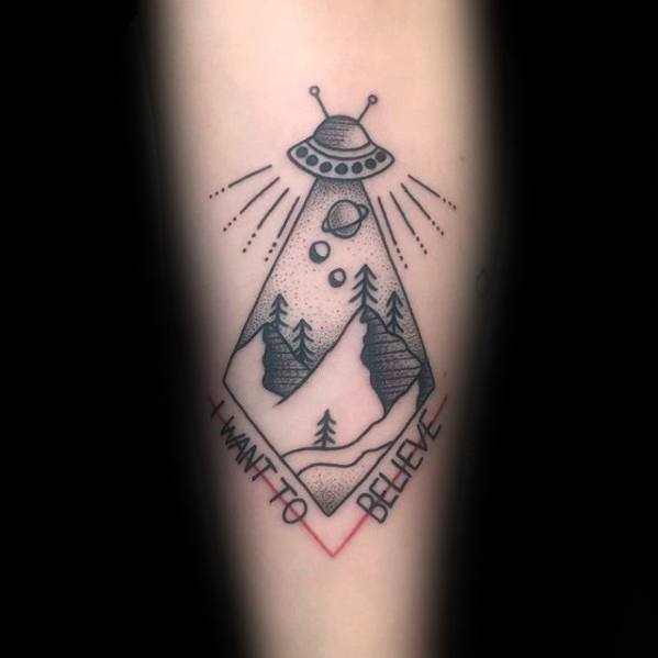 Forearm Geometric Male I Want To Believe Tattoo Designs