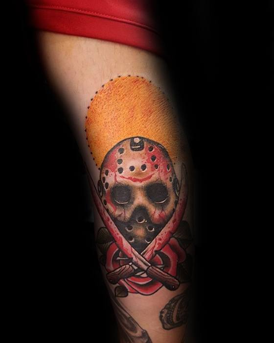 Forearm Guys Jason Mask Tattoo Deisgns