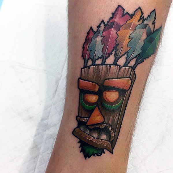 Forearm Guys Tattoos With Crash Bandicoot Design