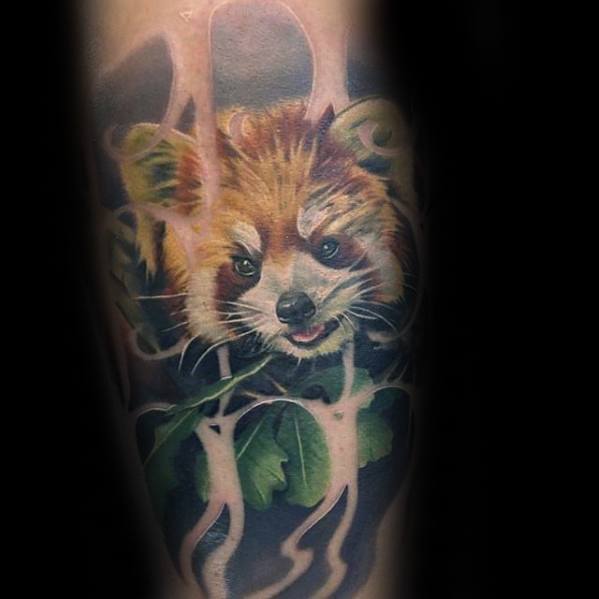 Forearm Guys Tattoos With Red Panda Design